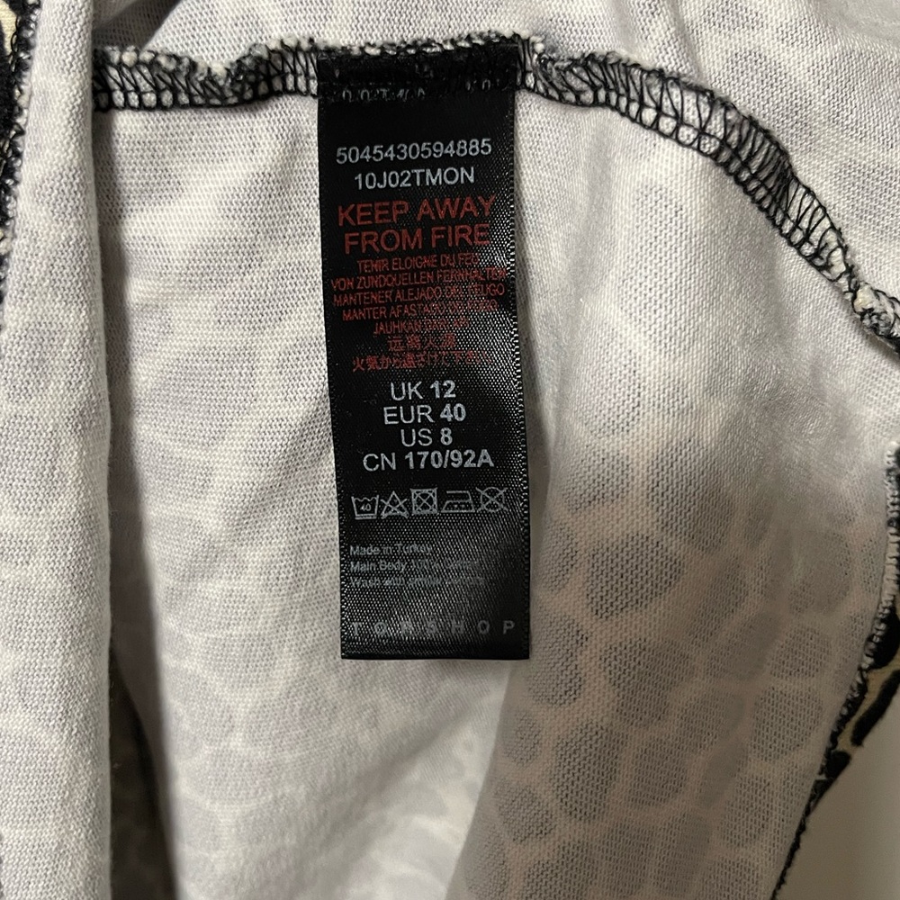 TOPSHOP Black and White Leopard Print Dress Size 8 - Picture 6 of 6